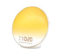 Sarini Sveglie all'alba, Sveglia Luminosa con Simulazione Alba/Tramonto, Doppia Sveglia, Lampada da Comodino, Funzione Snooze, Radio FM