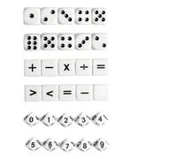 Sariputa 30 cubetti di matematica da 16 mm, in acrilico, 10 cubi operativi in matematica, 10 dadi numerici da 10 punti, materiale didattico acrilico per bambini 8-12