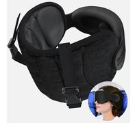 SARISUN Cuscino da viaggio, cuscino per aerei per voli lunghi, fascia per la testa per aerei con mascherina per dormire, poggiatesta con supporto a 360°, Stop Bobblehead, nero