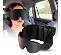 SARISUN Cuscino da viaggio, cuscino viaggio per auto con mascherina 3D per dormire cinghia di supporto per la testa a 360° per tutti i seggiolini auto accessori essenziali per viaggi su strada nero