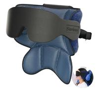 SARISUN Cuscino da viaggio per aereo, cuscino aereo con maschera per dormire, cuscino cervicale a 360°, essenziali da viaggio, poggiatesta regolabile per sedili senza poggiatesta, blu mélange