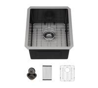 Sarlai - Lavello da bar in acciaio inox nero canna di fucile per lavello da cucina con vasca singola, 15 x 47 cm, colore: nero