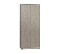 Sarmog Armadio2 Ante Scorrevoli, Armadio 2 ante, Armadio Salvaspazio, Armadio camera da letto, Armadio 2 ante con ripiani, 82x41x h190 cm (Senza Specchio, Cemento)
