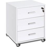 SARMOG Cassettiera 3 Casetti in Truciolato con Ruote 50x41x70h cm colore Bianco Fiammato Quadrante - O733BFBF