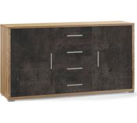 SARMOG Madia Moderna Design per Soggiorno e Cucina 154x84h in Legno Truciolare con 2 Ante e 4 Cassetti colore Noce Stelvio e Ossido Nero - Double