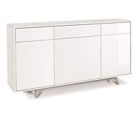 Sarmog Mobile 3 ante e 3 cassetti, Madia soggiorno moderna, Mobile tv, Madia soggiorno, 3 ante apertura push pull, 3 cassetti, Made in Italy, Kit 92x164x41 (Ossido bianco/Bianco lucido)