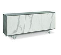 Sarmog Mobile 3 ante, Madia soggiorno moderna, Mobile tv, Madia soggiorno, 3 ante apertura push pull, Made in Italy, Kit 74x177x41 (Cemento/Marmo calacatta)