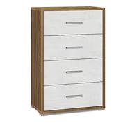 Sarmog Mobile 4 cassetti Kit, Cassettiera, Cassettiera camera da letto, Cassettiera ufficio, In legno, Stile contemporaneo, 4 cassetti (Noce stelvio/Ossido bianco)