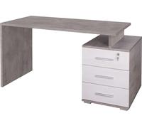 SARMOG Scrivania in Truciolato con 3 Cassetti 154x55x76h cm colore Cemento e Ossido Bianco Double Db625k - ADB625CEOSDK