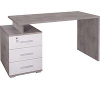 SARMOG Scrivania Ufficio con Cassettiera Moderna Dimensioni 154x55x76 cm colore Cemento/Bianco - Double