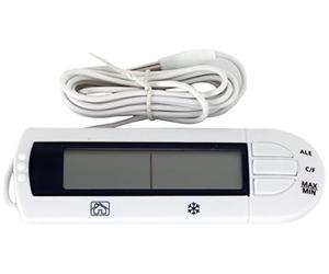 SARO 4719 - Termometro digitale, per frigoriferi e congelatori, con sonda da 195 cm, indicatore per esterni e interni, funzione di allarme