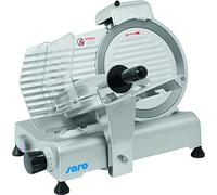 SARO AS 250 - Affettatrice con lama da 250 mm di diametro, spessore di taglio da 0 a 11 mm, affilacoltelli, corpo in metallo leggero, da 230 V