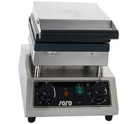 SARO ATRIA - Piastra per waffle di Bruxelles, con corpo in acciaio inox, piastre in ghisa smaltata, regolazione della temperatura 50-300 °C e timer