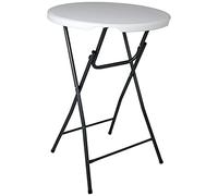 SARO BARBADOS - Tavolino alto, in plastica/acciaio, da 80 x 80 cm, con altezza da 110 cm, salvaspazio e pieghevole, per ambienti interni ed esterni