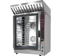 SARO CL 10 - Vaporiera combinata, con 10 ripiani, 10 programmi, sonda di temperatura interna, allacciamento fisso per acqua, per cottura a vapore a 100 °C, resistente fino a 280 °C