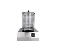 SARO CS-100 - Macchina per hot dog con cilindro in vetro, corpo in acciaio inox, regolazione della temperatura da 0 a 110 °C, compatto, da 280 x 260 x 420 mm (l x P x H), 1 kW