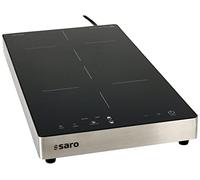 SARO DENISE - Piano cottura a induzione a 2 zone di cottura, in acciaio inox/vetro, con 8 livelli di calore, touch screen, display a LED, timer, per pentole da 26 cm di diametro, 3,5 kW