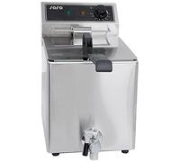 SARO EF 8 - Friggitrice, da 8 l, in acciaio Inox, con temperatura da 60 a 200 °C, rubinetto di scarico, zona fredda, elemento riscaldante estraibile, termostato di sicurezza, da 3 kW