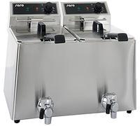 SARO EF 88 - Friggitrice doppia da 8 l, in acciaio Inox, vasca con zona fredda, elemento riscaldante estraibile, termostato di sicurezza, 2 attacchi da 3 kW