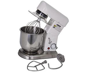 SARO FP 107 - Planetaria con gancio per impastare, frusta e sbattitore piatto, contenitore in acciaio inox da 7,5 l, velocità continua, da 0,5 kW