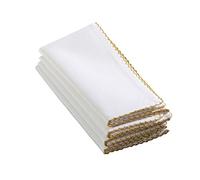 SARO LIFESTYLE 1442.EM20S Recotting 1442 - Tovaglioli da Cena con Cuciture a Frusta, Set da 4, Colore Smeraldo, 50 cm, Quadrati, Gold, 20" Square