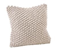 SARO LIFESTYLE 3519.GY20S - Cuscino Imbottito con Pompon all'Uncinetto, 50 cm, Colore: Grigio, Avorio, 51 cm