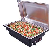 SARO LORENA - Chafing dish elettrico, da 3 l, con contenitore GN 1/1, regolatore di temperatura (livelli 0-5), protezione contro il surriscaldamento, in acciaio inox e plastica