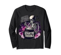 Sarò Occupato a Creare Problemi Funny Skeleton Witch Maglia a Manica