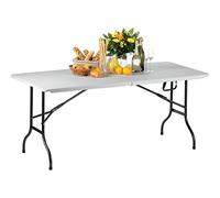 SARO PARTY 182 - Tavolo Pieghevole, in plastica e acciaio, da 183 x 76 cm, con piano pieghevole e gambe, maniglia, per interni ed esterni