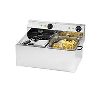 SARO PROFRI 66 - Friggitrice a 2 vasche, da 6 l, in acciaio inox, con zona fredda, regolazione continua della temperatura, termostato di sicurezza, 2 attacchi da 3,25 kW