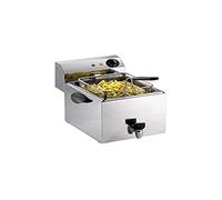 SARO PROFRI 8V - Friggitrice da 8 l, con rubinetto di scarico, vasca arrotondata con zona fredda, regolazione della temperatura da 0 a 180 °C, elemento riscaldante estraibile, da 3,25 kW