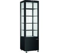 SARO SVEN - Vetrina refrigerante da 235 l, raffreddamento a ricircolo, controllo digitale della temperatura 0/+12 °C, illuminazione a LED, 4 griglie regolabili, sbrinamento automatico, plastica nera