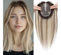 Saro-Up - Parrucche con clip in capelli umani veri per donne con capelli sottili, senza frangia, 40g, 10 * 12 cm, base svizzera, toupet 30 cm, 2T613#