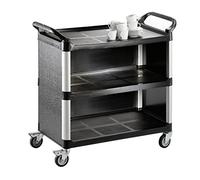 SARO ZOKA 2 - Carrello da trasporto a 3 ripiani, per gastronomia e servizio, in plastica e metallo leggero, con portata da 150 kg, 4 ruote girevoli (2 con freno), da 102 x 50 x 96 cm