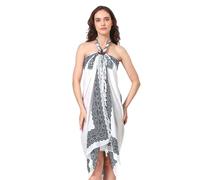 Sarong Pareo da Donna Asciugamano da Spiaggia in Viscosa con Frange Mandala Gonna Avvolgente Bikini Copricostume da Bagno Bianco Nero Fiore Boho