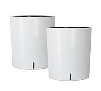 SAROSORA Large Round Self Watering Planter Pot 12.5'' 2-Pack for Home Garden Patio Tall Tree(White 2-Pack)