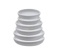 SAROSORA Set di 6 sottovasi rotondi in plastica, per interni ed esterni, casa, giardino, contenitore per piante da fiori (14+17+20 cm) x2, bianco-grigio