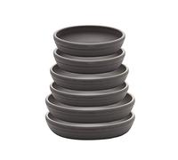SAROSORA Set di 6 sottovasi rotondi in plastica, per interni ed esterni, casa, giardino, contenitore per piante da fiori (14+17+20 cm) x2, grigio scuro