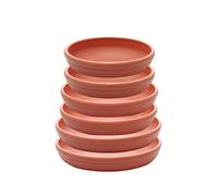 SAROSORA Set di 6 sottovasi rotondi in plastica, per interni ed esterni, casa, giardino, vaso da fiori (14 + 17 + 20 cm, terracotta)