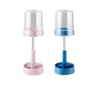 Sarpoer Portaspazzolino con coperchio, compatibile con spazzolini da denti elettrici e spazzolini da denti classici rosa+blu