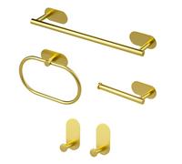 Sarsumir Accessori Bagno Set Di 5 - Porta Asciugamani Bagno Adesivo, Porta Carta Igienica, Anello Portasciugamani, Ganci Adesivi, Oro