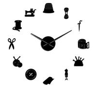 Sartoria grande orologio da parete sarta cucito sarta manichino macchina da cucire ago bar grande orologio specchio adesivo da parete B-47