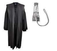 Sartoria Leonardo Milano - Kit Toga Forense da Avvocato e coppia di cordoniere Argento Nere (L -125)