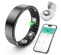 SARUNN ER Anello intelligente con monitoraggio del sonno, conteggio dei passi, frequenza cardiaca, ossigeno nel sangue, pressione sanguigna, per iPhone e Android, senza costi di abbonamento