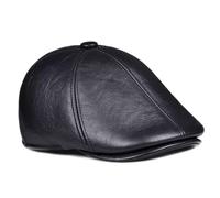 SaryEdge Cappello a Cilindro Piatto in Pelle PU da Uomo Autunno/Inverno/Primavera, Cappello Gatsby, Cappello Ivy, Cappello Irlandese, Cappello da Strillone, Basco da tassista, al