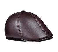 SaryEdge Cappello a Cilindro Piatto in Pelle PU da Uomo Autunno/Inverno/Primavera, Cappello Gatsby, Cappello Ivy, Cappello Irlandese, Cappello da Strillone, Basco da tassista, DM