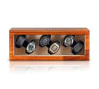 SaryEdge Caricatore Automatico per 6 Orologi, Orologio Meccanico a Carica Automatica, Scatola per Orologio Meccanico a Carica Automatica in Legno di Palissandro Brasiliano, custod，A