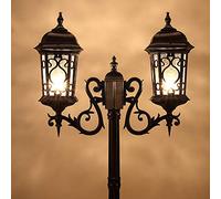 SaryEdge Lampione da Esterno, luci paesaggistiche Europee per Cortile, Impermeabile, per Villa, Luce Stradale da Esterno, palo Alto a Doppia Testa, Distretto a LED, Vintage,