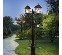 SaryEdge Lampioni da Esterno, lampione Stradale Europeo ad Alto palo, Impermeabile, a LED, per Esterni, per Cortile, per Villa, su palo in Alluminio, a Doppia Testa, Nero, 26,Noir-265CM