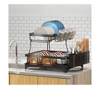 SaryEdge Scolapiatti, scolapiatti a 2 Livelli per Piano Cucina, Grande scolapiatti in Acciaio Inox con portabicchieri e portautensili Rimovibili per Piano Cucina,